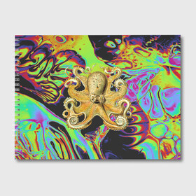 Альбом для рисования с принтом Octopus Ink в Белгороде, 100% бумага
 | матовая бумага, плотность 200 мг. | Тематика изображения на принте: abstraction | acid | kraken | ocean | octopus | sea | море | осьминог