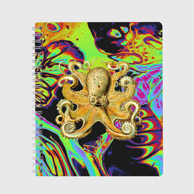 Тетрадь с принтом Octopus Ink в Белгороде, 100% бумага | 48 листов, плотность листов — 60 г/м2, плотность картонной обложки — 250 г/м2. Листы скреплены сбоку удобной пружинной спиралью. Уголки страниц и обложки скругленные. Цвет линий — светло-серый
 | abstraction | acid | kraken | ocean | octopus | sea | море | осьминог