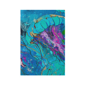 Обложка для паспорта матовая кожа с принтом Красочная медуза в Белгороде, натуральная матовая кожа | размер 19,3 х 13,7 см; прозрачные пластиковые крепления | Тематика изображения на принте: красочная медуза | медуза | медуза в море