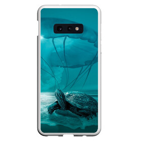 Чехол для Samsung S10E с принтом Медуза и черепаха в Белгороде, Силикон | Область печати: задняя сторона чехла, без боковых панелей | Тематика изображения на принте: медуза | медуза в море | черепаха