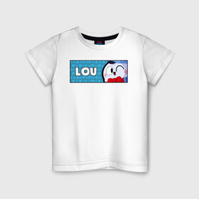 Детская футболка хлопок с принтом LOU (ПЛАШКА) в Белгороде, 100% хлопок | круглый вырез горловины, полуприлегающий силуэт, длина до линии бедер | Тематика изображения на принте: android | brawl | brawl stars | clash | game | lou | stars | андроид | игра | мобильные игры