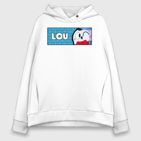 Женское худи Oversize хлопок с принтом LOU (ПЛАШКА) в Белгороде, френч-терри — 70% хлопок, 30% полиэстер. Мягкий теплый начес внутри —100% хлопок | боковые карманы, эластичные манжеты и нижняя кромка, капюшон на магнитной кнопке | android | brawl | brawl stars | clash | game | lou | stars | андроид | игра | мобильные игры