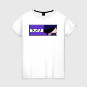 Женская футболка хлопок с принтом EDGAR (ПЛАШКА) в Белгороде, 100% хлопок | прямой крой, круглый вырез горловины, длина до линии бедер, слегка спущенное плечо | android | brawl | brawl stars | clash | edgar | game | stars | андроид | игра | мобильные игры | эдгар