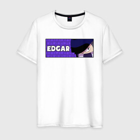Мужская футболка хлопок с принтом EDGAR (ПЛАШКА) в Белгороде, 100% хлопок | прямой крой, круглый вырез горловины, длина до линии бедер, слегка спущенное плечо. | android | brawl | brawl stars | clash | edgar | game | stars | андроид | игра | мобильные игры | эдгар