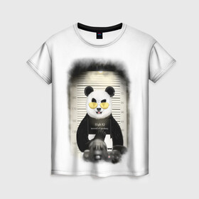 Женская футболка 3D с принтом Yami hight IQ 3D в Белгороде, 100% полиэфир ( синтетическое хлопкоподобное полотно) | прямой крой, круглый вырез горловины, длина до линии бедер | hight iq | panda | yami | арест | заключённый | очки | панда | фотоаппарат | фотосет