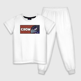 Детская пижама хлопок с принтом CROW (ПЛАШКА) в Белгороде, 100% хлопок |  брюки и футболка прямого кроя, без карманов, на брюках мягкая резинка на поясе и по низу штанин
 | android | brawl | brawl stars | clash | crow | game | stars | андроид | ворон | игра | мобильные игры