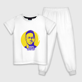 Детская пижама хлопок с принтом Neymar - 100% Jesus в Белгороде, 100% хлопок |  брюки и футболка прямого кроя, без карманов, на брюках мягкая резинка на поясе и по низу штанин
 | Тематика изображения на принте: brasil | brazil | football | france | neymar | psg | sport | бразилия | гол | кубок | мяч | неймар | псж | спорт | франция | футбол | футболист | чемпион