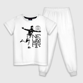 Детская пижама хлопок с принтом NEYMAR Paris Saint-Germain в Белгороде, 100% хлопок |  брюки и футболка прямого кроя, без карманов, на брюках мягкая резинка на поясе и по низу штанин
 | brazil | champions | fifa | junior | neymar | neymar jr | paris saint germain | psg | uefa | бразилия | джуниор | младший | наймар | неймар | пари сен жермен | петух | псж | сборная бразилии | уефа | фифа | футбик | футбол 