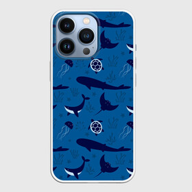 Чехол для iPhone 13 Pro с принтом Подводный мир в Белгороде,  |  | whale | акулы | кит | киты | медуза | медузы | море | морские | океан | паттерн | подводный | скаты | черепаха | черепахами