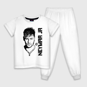 Детская пижама хлопок с принтом Neymar Jr черный портрет в Белгороде, 100% хлопок |  брюки и футболка прямого кроя, без карманов, на брюках мягкая резинка на поясе и по низу штанин
 | brazil | champions | fifa | junior | neymar | neymar jr | paris saint germain | psg | uefa | бразилия | джуниор | младший | наймар | неймар | пари сен жермен | петух | псж | сборная бразилии | уефа | фифа | футбик | футбол 
