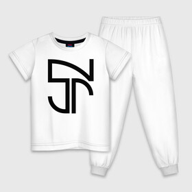 Детская пижама хлопок с принтом Неймар черный логотип в Белгороде, 100% хлопок |  брюки и футболка прямого кроя, без карманов, на брюках мягкая резинка на поясе и по низу штанин
 | brazil | champions | fifa | junior | neymar | neymar jr | paris saint germain | psg | uefa | бразилия | джуниор | младший | наймар | неймар | пари сен жермен | петух | псж | сборная бразилии | уефа | фифа | футбик | футбол 