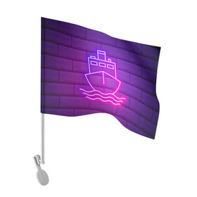 Флаг для автомобиля с принтом Судно неон в Белгороде, 100% полиэстер | Размер: 30*21 см | neon | корабль | море | неон | неоновый | судно