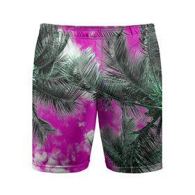 Мужские шорты спортивные с принтом Palms Glitch в Белгороде,  |  | glitch | palms | sky | trees | tropics
