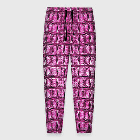 Мужские брюки 3D с принтом Pink Alligator в Белгороде, 100% полиэстер | манжеты по низу, эластичный пояс регулируется шнурком, по бокам два кармана без застежек, внутренняя часть кармана из мелкой сетки | alligator | crocodile | leather | scales | skin