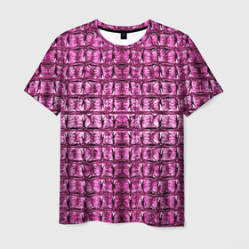 Мужская футболка 3D с принтом Pink Alligator в Белгороде, 100% полиэфир | прямой крой, круглый вырез горловины, длина до линии бедер | alligator | crocodile | leather | scales | skin