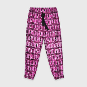 Детские брюки 3D с принтом Pink Alligator в Белгороде, 100% полиэстер | манжеты по низу, эластичный пояс регулируется шнурком, по бокам два кармана без застежек, внутренняя часть кармана из мелкой сетки | alligator | crocodile | leather | scales | skin