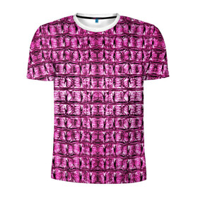 Мужская футболка 3D спортивная с принтом Pink Alligator в Белгороде, 100% полиэстер с улучшенными характеристиками | приталенный силуэт, круглая горловина, широкие плечи, сужается к линии бедра | alligator | crocodile | leather | scales | skin