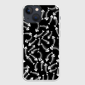 Чехол для iPhone 13 mini с принтом Fishbones в Белгороде,  |  | bone | fish | fishbone | дохлая рыба | кости | кость | море | паттерн | рыбий скелет | рыбки | рыбы | скелет