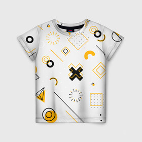 Детская футболка 3D с принтом Геометрический узор в Белгороде, 100% гипоаллергенный полиэфир | прямой крой, круглый вырез горловины, длина до линии бедер, чуть спущенное плечо, ткань немного тянется | абстракция | геометрия | квадрат | круг