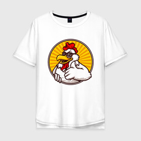Мужская футболка хлопок Oversize с принтом Курито в Белгороде, 100% хлопок | свободный крой, круглый ворот, “спинка” длиннее передней части | животные | курица | куры | птицы | цыпленок