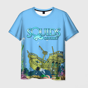 Мужская футболка 3D с принтом Squids odyssey в Белгороде, 100% полиэфир | прямой крой, круглый вырез горловины, длина до линии бедер | Тематика изображения на принте: ocean | sea | ship | summer | волны | океан | парусник