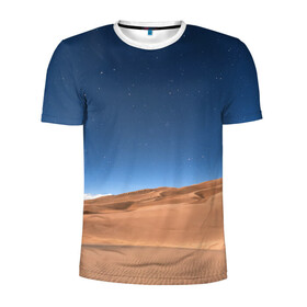 Мужская футболка 3D спортивная с принтом Пустыня в Белгороде, 100% полиэстер с улучшенными характеристиками | приталенный силуэт, круглая горловина, широкие плечи, сужается к линии бедра | дюна | дюны | звёзды | небеса | небо | пейзаж | пейзажи | песок | песчаный | пустыни | пустыня