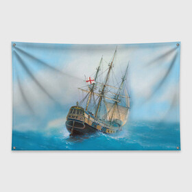 Флаг-баннер с принтом The Sea Devil в Белгороде, 100% полиэстер | размер 67 х 109 см, плотность ткани — 95 г/м2; по краям флага есть четыре люверса для крепления | ocean | sea | ship | summer | волны | океан | парусник
