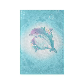 Обложка для паспорта матовая кожа с принтом Два дельфина в Белгороде, натуральная матовая кожа | размер 19,3 х 13,7 см; прозрачные пластиковые крепления | Тематика изображения на принте: cute | dolphin | два дельфина | дельфин | дельфин в море | дельфинами | милый | мир | подводный