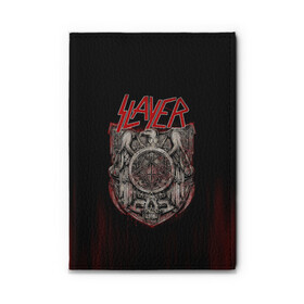 Обложка для автодокументов с принтом Slayer в Белгороде, натуральная кожа |  размер 19,9*13 см; внутри 4 больших “конверта” для документов и один маленький отдел — туда идеально встанут права | groove | kerry king | metall | rock | slayer | trash