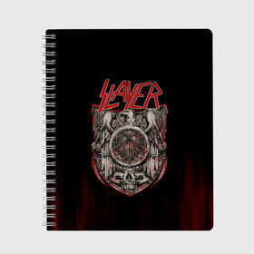 Тетрадь с принтом Slayer в Белгороде, 100% бумага | 48 листов, плотность листов — 60 г/м2, плотность картонной обложки — 250 г/м2. Листы скреплены сбоку удобной пружинной спиралью. Уголки страниц и обложки скругленные. Цвет линий — светло-серый
 | groove | kerry king | metall | rock | slayer | trash