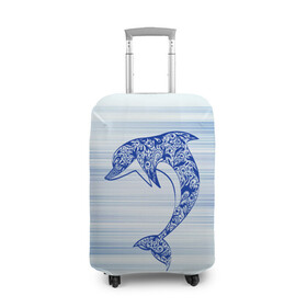Чехол для чемодана 3D с принтом Дельфин в Белгороде, 86% полиэфир, 14% спандекс | двустороннее нанесение принта, прорези для ручек и колес | cute | dolphin | два дельфина | дельфин | дельфин в море | дельфинами | милый | мир | подводный