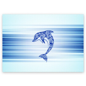 Поздравительная открытка с принтом Дельфин в Белгороде, 100% бумага | плотность бумаги 280 г/м2, матовая, на обратной стороне линовка и место для марки
 | cute | dolphin | два дельфина | дельфин | дельфин в море | дельфинами | милый | мир | подводный