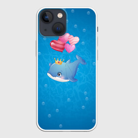 Чехол для iPhone 13 mini с принтом Дельфин с воздушными шариками в Белгороде,  |  | cute | dolphin | два дельфина | дельфин | дельфин в море | дельфинами | милый | мир | подводный