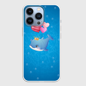 Чехол для iPhone 13 Pro с принтом Дельфин с воздушными шариками в Белгороде,  |  | Тематика изображения на принте: cute | dolphin | два дельфина | дельфин | дельфин в море | дельфинами | милый | мир | подводный
