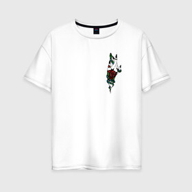 Женская футболка хлопок Oversize с принтом Serpent Hand в Белгороде, 100% хлопок | свободный крой, круглый ворот, спущенный рукав, длина до линии бедер
 | serpent | snake | змея | тату