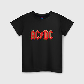 Детская футболка хлопок с принтом AC/DC в Белгороде, 100% хлопок | круглый вырез горловины, полуприлегающий силуэт, длина до линии бедер | ac | ac dc | ac|dc | angus young | dc. logo | hard | rock | ангус янг | логотип