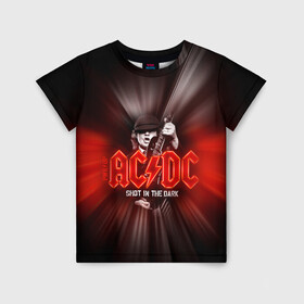 Детская футболка 3D с принтом AC/DC: Angus Young в Белгороде, 100% гипоаллергенный полиэфир | прямой крой, круглый вырез горловины, длина до линии бедер, чуть спущенное плечо, ткань немного тянется | ac | ac dc | ac|dc | angus young | dc. logo | hard | rock | ангус янг | логотип