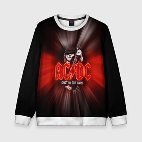 Детский свитшот 3D с принтом AC/DC: Angus Young в Белгороде, 100% полиэстер | свободная посадка, прямой крой, мягкая тканевая резинка на рукавах и понизу свитшота | ac | ac dc | ac|dc | angus young | dc. logo | hard | rock | ангус янг | логотип