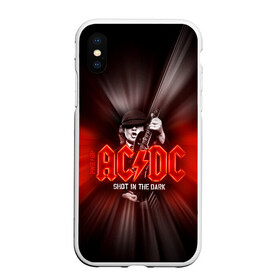 Чехол для iPhone XS Max матовый с принтом AC/DC: Angus Young в Белгороде, Силикон | Область печати: задняя сторона чехла, без боковых панелей | ac | ac dc | ac|dc | angus young | dc. logo | hard | rock | ангус янг | логотип