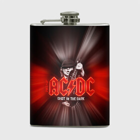 Фляга с принтом AC/DC: Angus Young в Белгороде, металлический корпус | емкость 0,22 л, размер 125 х 94 мм. Виниловая наклейка запечатывается полностью | Тематика изображения на принте: ac | ac dc | ac|dc | angus young | dc. logo | hard | rock | ангус янг | логотип