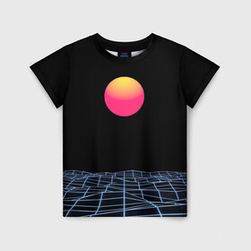 Детская футболка 3D с принтом Цифровой восход в Белгороде, 100% гипоаллергенный полиэфир | прямой крой, круглый вырез горловины, длина до линии бедер, чуть спущенное плечо, ткань немного тянется | cyberpunk | игры | киберпанк | путешествие | утопия