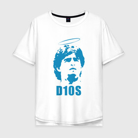 Мужская футболка хлопок Oversize с принтом Dios Maradona в Белгороде, 100% хлопок | свободный крой, круглый ворот, “спинка” длиннее передней части | argentina | maradona | messi | sport | аргентина | гол | диего | марадона | месси | мяч | рука бога | спорт | футбол | чемпион