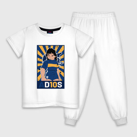 Детская пижама хлопок с принтом Maradona - Adios в Белгороде, 100% хлопок |  брюки и футболка прямого кроя, без карманов, на брюках мягкая резинка на поясе и по низу штанин
 | Тематика изображения на принте: argentina | maradona | messi | sport | аргентина | гол | диего | марадона | месси | мяч | рука бога | спорт | футбол | чемпион