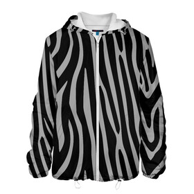 Мужская куртка 3D с принтом Zebra Camouflage в Белгороде, ткань верха — 100% полиэстер, подклад — флис | прямой крой, подол и капюшон оформлены резинкой с фиксаторами, два кармана без застежек по бокам, один большой потайной карман на груди. Карман на груди застегивается на липучку | animal | blackandwhite | camouflage | stripes | zebra