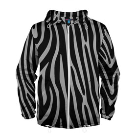 Мужская ветровка 3D с принтом Zebra Camouflage в Белгороде, 100% полиэстер | подол и капюшон оформлены резинкой с фиксаторами, два кармана без застежек по бокам, один потайной карман на груди | animal | blackandwhite | camouflage | stripes | zebra
