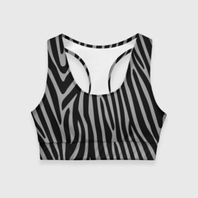 Женский спортивный топ 3D с принтом Zebra Camouflage в Белгороде, 82% полиэстер, 18% спандекс Ткань безопасна для здоровья, позволяет коже дышать, не мнется и не растягивается |  | animal | blackandwhite | camouflage | stripes | zebra