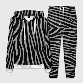 Мужской костюм 3D с принтом Zebra Camouflage в Белгороде, 100% полиэстер | Манжеты и пояс оформлены тканевой резинкой, двухслойный капюшон со шнурком для регулировки, карманы спереди | Тематика изображения на принте: animal | blackandwhite | camouflage | stripes | zebra