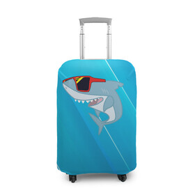 Чехол для чемодана 3D с принтом Акула в очках в Белгороде, 86% полиэфир, 14% спандекс | двустороннее нанесение принта, прорези для ручек и колес | shark | акула | акуленок | акулы | жители | клыки | море | морские | океан | очки | рыба | черные