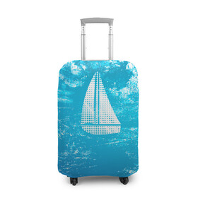 Чехол для чемодана 3D с принтом Парусная лодка в Белгороде, 86% полиэфир, 14% спандекс | двустороннее нанесение принта, прорези для ручек и колес | sailboat | кораблик | корабль | лодка | на голубом | парус | паруса | парусная лодка | халфтон