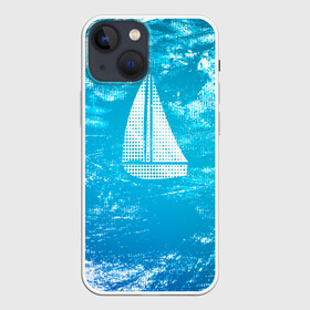 Чехол для iPhone 13 mini с принтом Парусная лодка в Белгороде,  |  | sailboat | кораблик | корабль | лодка | на голубом | парус | паруса | парусная лодка | халфтон